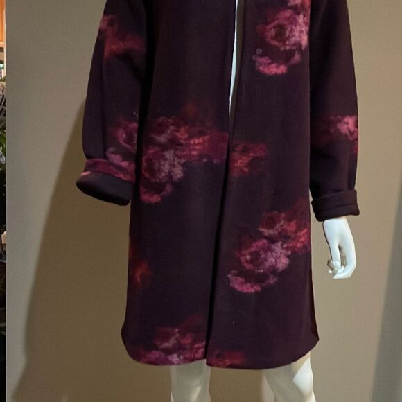 Calvin Klein Floral Print Wool Blend Coat Small - Picture 2 of 8